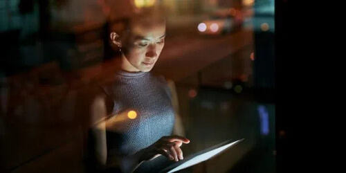 woman doing cloud computing